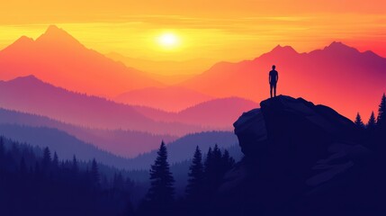 Silhouette of business male stand and feel happy on the most hight at the mountain on sunset, success, leader, teamwork, target, Aim, confident, achievement, goal, on plan, finish,
