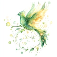 Obraz premium Whimsical, flying bird with floral accents