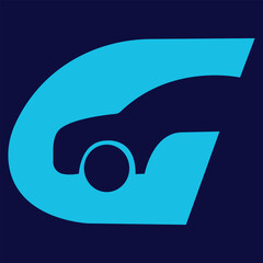 Negative space car with initial G logo symbol icon vector graphic design illustration idea creative