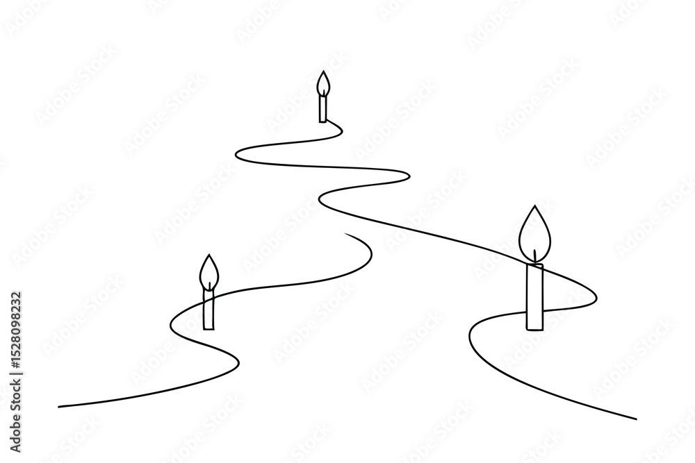 Poster simple line drawing three candles winding path