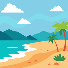 Tropical island with palm trees. Nice sea beach background.