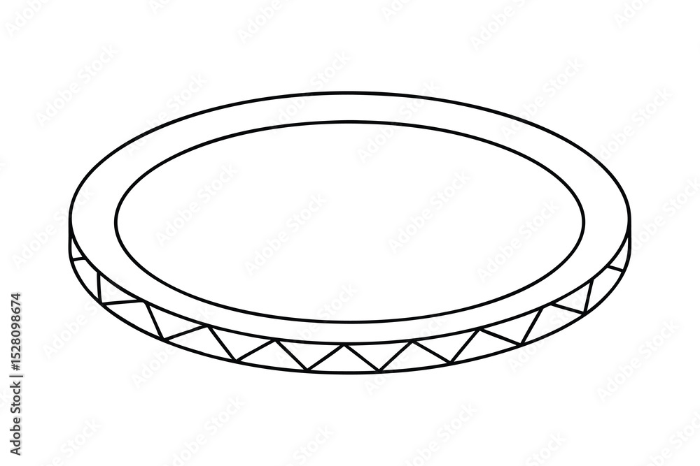 Poster simple line drawing of a circular object with a decorative edge