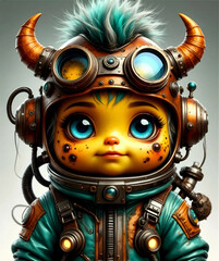 Steampunk Explorer Mascot in Futuristic Gear