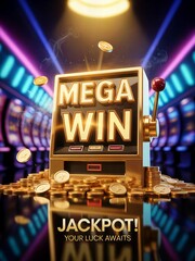 Mega win jackpot slot machine casino game concept for online gambling and digital entertainment world