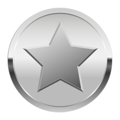 Silver award medal and star for sport and games