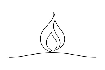 Single line drawing of a simple flame icon