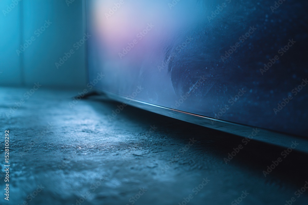 Aufkleber Smart TV Displaying an Error With a Spinning Loading Wheel in a Dimly Lit Room During Evening Hours