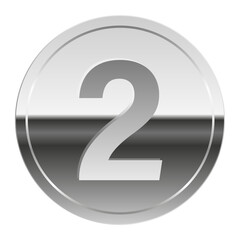 Silver glossy mirror medal for sport and games