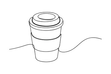 Single line drawing of a coffee cup minimalist design