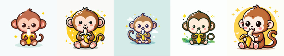 monkey vector eating banana