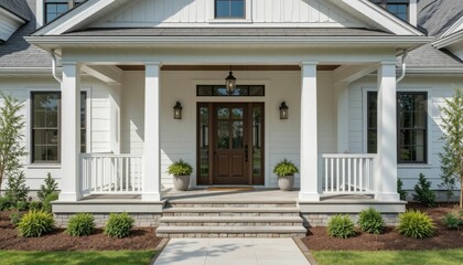 Modern farmhouse front entrance porch exterior architecture