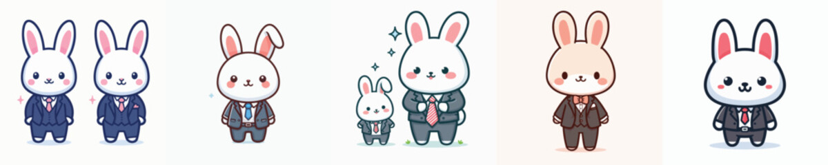 cute rabbit vector wearing a suit