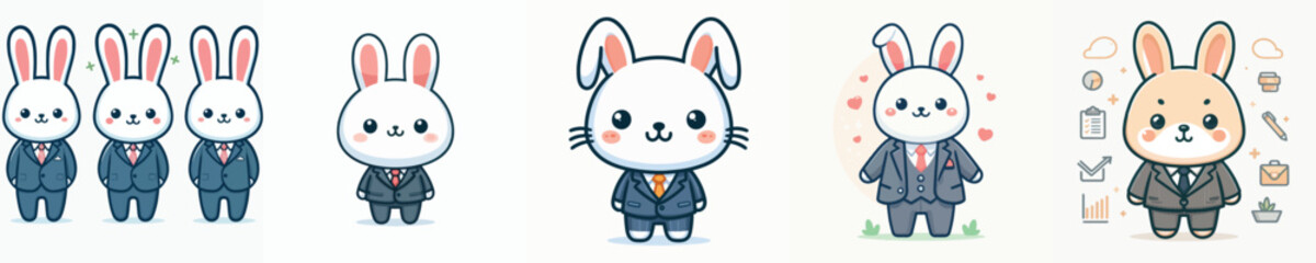 cute rabbit vector wearing a suit