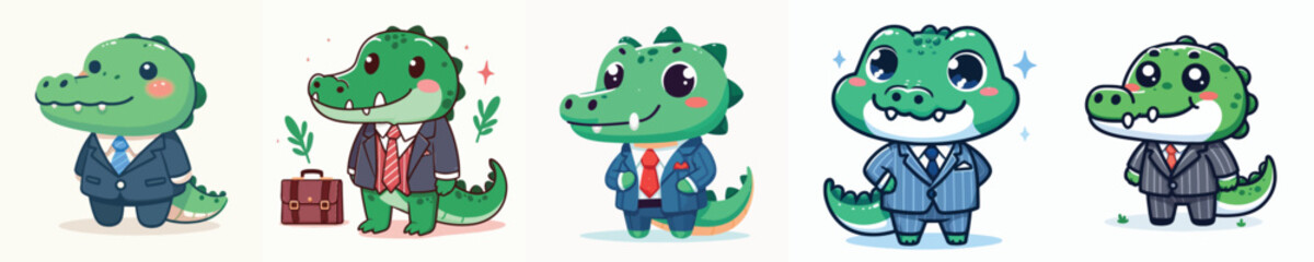 cute crocodile vector wearing a suit
