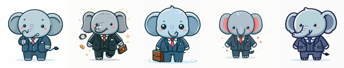 cute elephant vector wearing suit