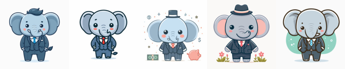 cute elephant vector wearing suit