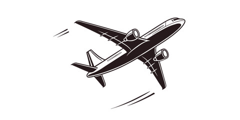 Silhouette of an airplane flying in the sky. 