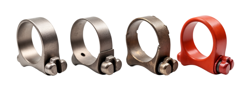 A set of three metal clamps