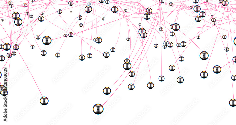 Poster multi color connected lines and dots network 3d illustration
