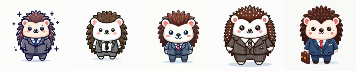 cute hedgehog vector wearing a suit