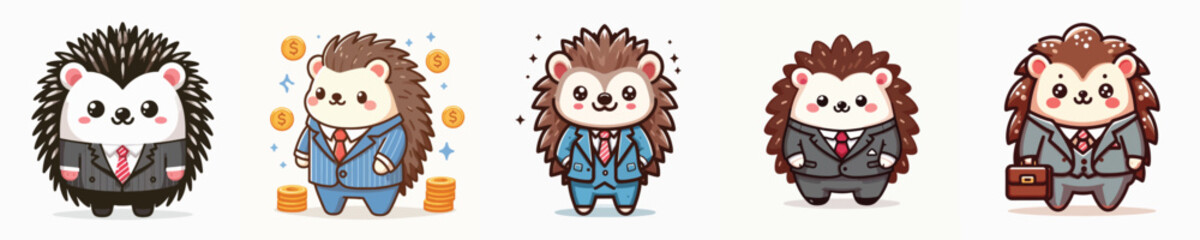 cute hedgehog vector wearing a suit