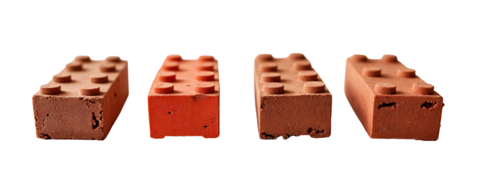 A set of three red bricks