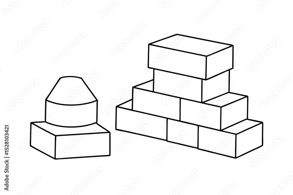 Poster simple line drawing of building blocks stacked high