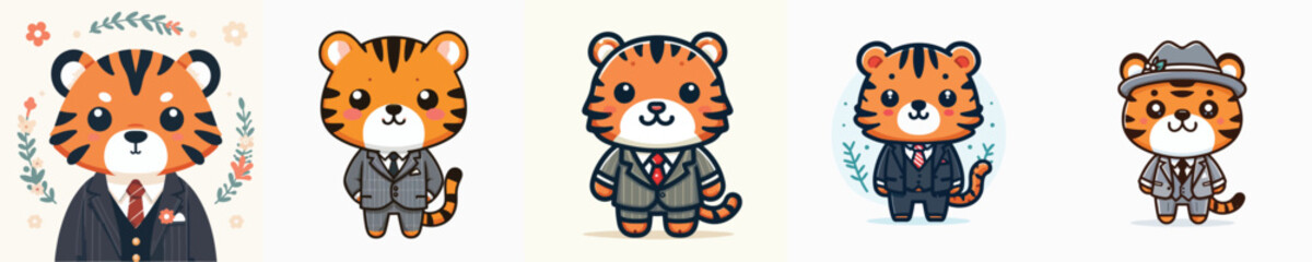 cute tiger vector wearing a suit
