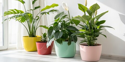 Ornamental Indoor Plants Isolated on White Background – Home Decor Greenery