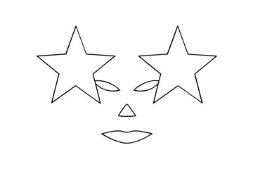Simple line drawing star eyes face mask design