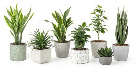 Obraz premium Ornamental Indoor Plants Isolated on White Background – Home Decor Greenery