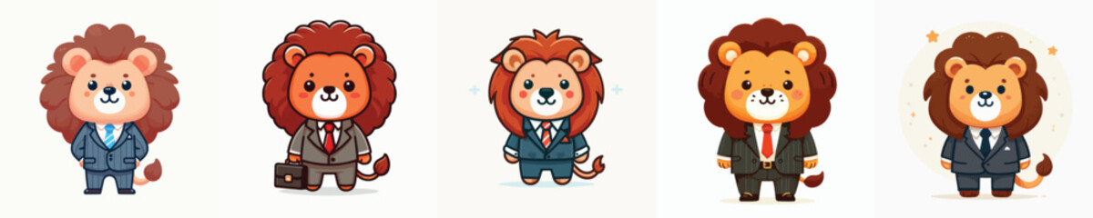 cute lion vector wearing suit