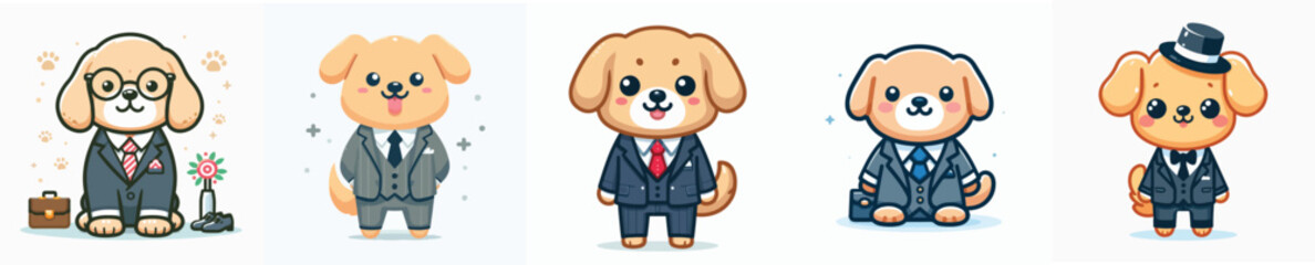 cute dog vector wearing suit