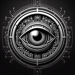 Fototapeta premium Monochrome Cybernetic Eye Icon