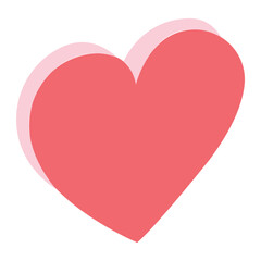 Red flat heart icon. 3D rendering