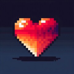 Fototapeta premium Retro Pixel Heart with Color Shift