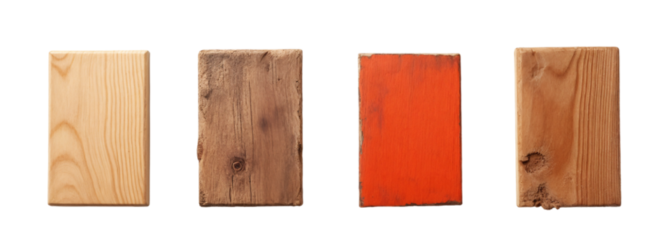 A set of four pieces of wood