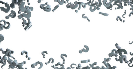 Infinite question marks, original 3d rendering