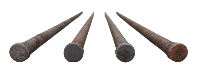 A set of three rusty nails