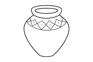 Simple line drawing of a decorative clay pot
