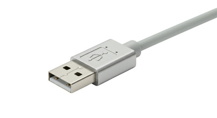 Isolated Close-up of a Silver USB Cable Connector
