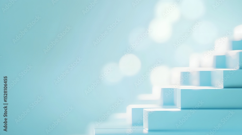 Poster abstract concept of growth with stairs and soft bokeh background