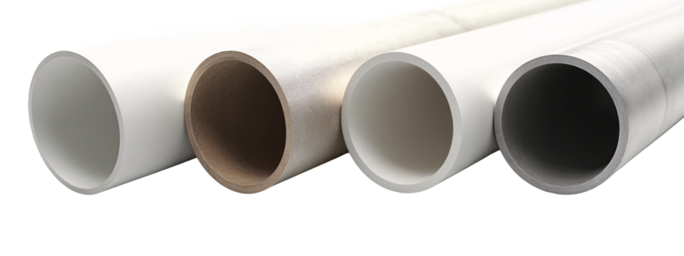 A close up of three white pipes