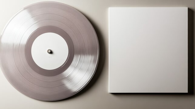 A stylish muted vinyl record alongside a sleek blank cover, perfect for showcasing modern music aesthetics and design elements that appeal to music enthusiasts and collectors alike.