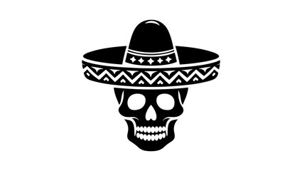 sugar skull smile vector logo, skull face, skull, skeleton, death, sombrero, head, halloween, bone, dead, vector, symbol, illustration, horror, scary, evil, icon, bones, danger, black, mexicaan hat