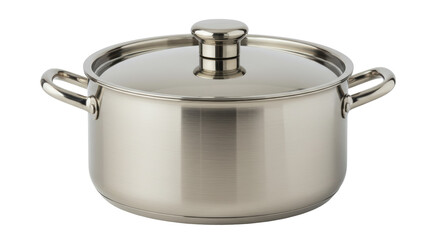 Isolated Stainless Steel Cooking Pot with Lid