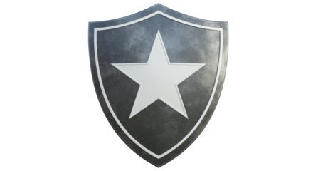 Isolated Silver Shield with White Star Emblem