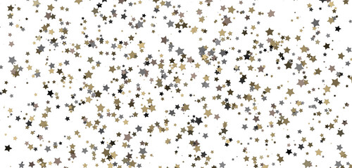 Stars - Holiday golden decoration, glitter frame isolated -