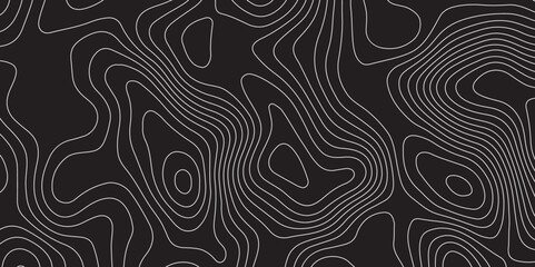 Topography white and black map background- Vector geographic contour map.
