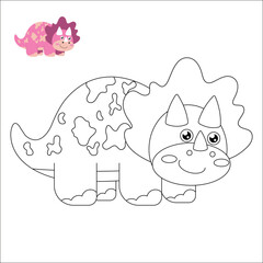Cute dinosaur coloring pages for kids. Vector illustration to print.